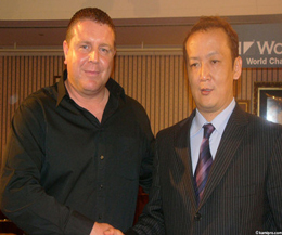 Simon Rutz, owner of 'It's Showtime' with K1 Chief Executive Sadaharu Tanikawa